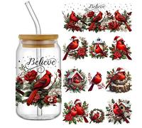 4pcs Christmas Cardinal Decorative Bird House UV DTF Cup Wraps Winter UV DTF Transfer Sticker for Glass Cups Craft DIY Crafts，Rub on Transfer Stickers for DIY Water Bottle Laptop Decal Wood Car