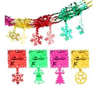 4Pcs Christmas Ceiling Decorations | 9FT Christmas Foil Garland Colourful Christmas Tree Snowflakes Bells Star Swirl Hanging Decorations for Christmas Party Supplies (36Ft in Total)
