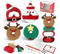 4Pcs Christmas Crochet Kit, Xmas Knitting Kits for Absolute Beginners Adults, Eazy Christmas Crafts Decor Gift for Women Teenager Men, Christmas Decoration Kit for Table Bag Key Chain