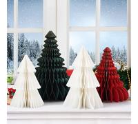 4pcs Christmas Decorations Folding Christmas Honeycomb Paper Tree 3D Xmas Trees Table Centerpiece Christmas Tree Honeycomb Decorations for New Years Eve Party Tree