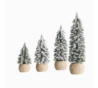 4Pcs Christmas Decorations Mini Christmas Trees, Artificial Christmas Tree, 5.9-11.8Inch Small Mini Green Xmas Tree with Flocking Snow Frost for Home Table Craft