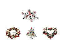 4pcs Christmas Decorative Brooch Alloy Heart round Ring Snowflake Tree | Lovely Chic Accessory for Ceremonies and Gifts, Multi-purpose Badge for Students and Friends