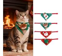 4pcs Christmas Dog Bandanas, Adjustable Pet Christmas Triangle Scarf Stylish Breathable Dog Bib with Buckle Design for Fall Winter Thanksgiving Costume