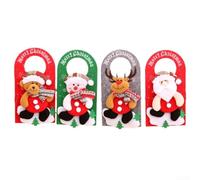 4Pcs Christmas Door Hanger Decorations Cute Holiday Doorknob Decorations Indoor Door Knob Merry Christmas Ornament Signs for Home Hotel Bedroom Door Decor