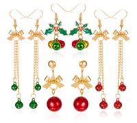 4PCS Christmas Earrings Christmas Bell Earrings Ball Ear Pendant Bauble Hooks for Flashing Xmas Earring Holiday Party Accessories Birthday Gift Xmas Style Earring Anniversary Christma Gifts