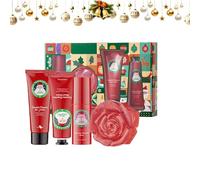 4PCS Christmas Fragrance Skincare Set, Hand Cream, Body Lotion, Fragrance Mist, Rose Soap Bar, Winter Moisturising Set for Dry Skin, Christmas Skincare Gift Sets for Women and Girls (1)