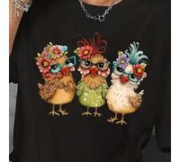 4pcs Christmas Funny Rooster Flower Iron On Transfers for T-Shirts Rub on Transfers Stickers Vinyl Ready to Press Stickers Iron on Decals for T-Shirts Clothing Hoodie DIY Crafts