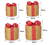 4Pcs Christmas Gift Box Decorations with LED String Lights