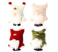 4Pcs Christmas Gnome Gonk Christmas Tree Decorations Toppers,Gnome Christmas Ornaments Santa Gnomes Plush Christmas Tree Hanging Gnomes Small Santa Gnome Ornament for Xmas Party Decoration Supplies