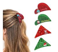 4Pcs Christmas Hair Claw Clips - Sparkly Mini Hair Accessories for Thin Hair Christmas Themed Styling Acrylic Jaw Hair Barrettes Accessories for Women Girls (Red/Green-Christmas)