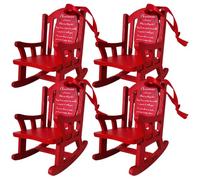4PCS Christmas Heaven Empty Chair with Tag Sign Wooden Christmas Tree Ornaments Mini Red Rocking Chair Hanging Gift for Loss Loved One Remembrance