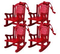 4PCS Christmas in Heaven Empty Chair with Tag Sign Wooden Mini Red Rocking Chair Hanging Christmas Tree Ornaments for Loss Loved One Remembrance and Sym, in Heaven Empty