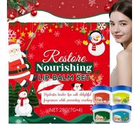 4PCS Christmas Lip Balm Set,Hydrating Lip Oil,Overnight Lip Mask,Non-Sticky Lip Balm Multipack with Lip Scrub Exfoliator for Dry Lips,Lip Care Gift Kit,Lip Scrub Exfoliator,Gift Set for Women
