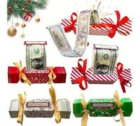 4PCS Christmas Money Box Cash Gift Pull, Christmas Money Cracker Pull Surprise Money Pull Pouch for Kids, Christmas Money Gift Boxes for Xmas Home Holiday Party Decor (2 Set)