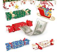 4PCS Christmas Money Box for Cash Gift Pull,Funny Christmas Pull Surprise Money Gift Boxs,DIY MoneyCandy Boxs Pullout Cash with 40P Transparent Bags,MoneyPull Candy Box for Xmas Holiday Party
