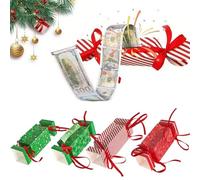 4PCS Christmas Money Box for Cash Present Pull, Xmas Money Box for Cash Gift Pull with 40Pcs Transparent Bags, Candy-Inspired Pull-Out M-oney Pouch, DIY Christmas Kit Party Gifts