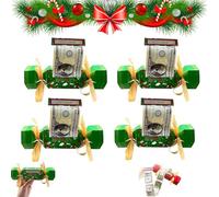 4PCS Christmas Money Crackers, Christmas Money Box Cash Gift Pull, Xmas Cracker to Put Money in, Candy Box Pull out Cash with 40P Transparent Bags for Kids and Adult Presents(Green)