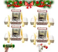 4PCS Christmas Money Crackers, Christmas Money Box Cash Gift Pull, Xmas Cracker to Put Money in, Candy Box Pull out Cash with 40P Transparent Bags for Kids and Adult Presents(White)
