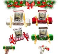 4PCS Christmas Money Crackers, Christmas Money Box Cash Gift Pull, Xmas Cracker to Put Money in, Candy Box Pull out Cash with 40P Transparent Bags for Kids and Adult Presents(Mix)