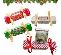 4Pcs Christmas Money Gift Boxes Christmas Surprise Money Pull Pouch Candy Pull Out Money Pouch DIY Christmas Kit Cash Gift Money Pull Box for Xmas Home Holiday Party Decor
