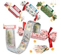 4Pcs Christmas Money Gift Boxes Christmas Surprise Money Pull Pouch,DIY Money Holder Crackers with Pull Tab Candy Pull Out Cash Pouch Gift Box for Kids