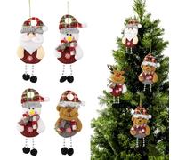 4PCS Christmas Ornaments Handmade Tiny the Santa Claus Tree Decorations Set with String Small Hanging Ornament for Tree Decorations