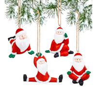 4Pcs Christmas Ornaments, TACYKIBD Hanging Santa Claus Figurines with Rope, Cute Resin Santa Claus Ornaments for Christmas Tree Decorations Party Holiday Home Office Supplies (yoga1)