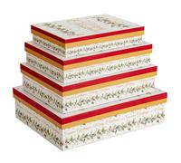 4PCS Christmas Rectangle Gift Boxes with Lids, Nesting Assorted Sizes Xmas Gift Boxes for Presents, Wrapping Boxes Cardboard Gift box for Christmas, Festival, Birthday, Party, Gift Wrap, Jewellery