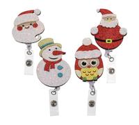 4pcs Christmas Retractable Badge Holder Snowman Owl Santa Clause Shape | Well Polished, No Odor, Long Use Time, Convenient Storage, Office Badges Accessory Random Color