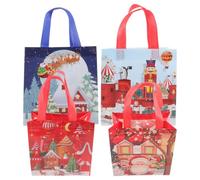 4pcs Christmas Season Santa Sleigh Castle Gift Bags PP Nonwoven | Cute Cartoon Handle Design, Lightweight for Small Gifts, Party Favors, Classroom Exchanges Random Color