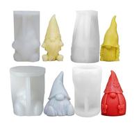 4Pcs Christmas Silicone Molds, 3D Christmas Gnomes Candle Molds for Candle Making Easy Release DIY Ornament Mold for Soap Wax Epoxy Cake Chocolate Decor