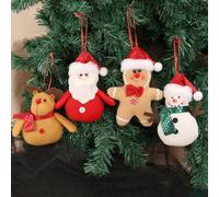 4Pcs Christmas Small Pendants, Santa Claus, Elk, Snowman, And Cookie Man, With A Sturdy Rope, For Home Decor