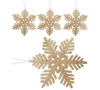4pcs Christmas Snowflake Hanging Ornament Golden Plastic