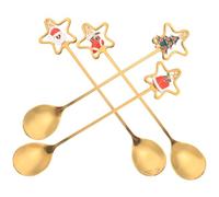 4pcs Christmas Spoon Set, Stainless Steel, Long Handle