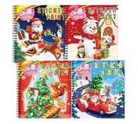 4pcs Christmas Sticker Books by Number for Kids Ages 4-8,Kid Sticker Books with Stories to Improve Intelligence,Kids Plane Activities Book,Girls/Boys Crafts Party Birthday Christmas Gifts Toys