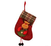4pcs Christmas Stockings Large Red Polyester Socks with Snowman Reindeer Bear Designs for Fireplace Mantel Hanging Decor 23x14cm