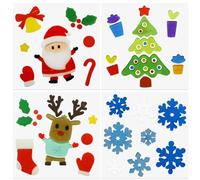 4Pcs Christmas Thick Gel Clings, Xmas Clings Window Stickers Winter Gifts, Jelly Window Stickers for Children, Cute Pumpkins Witch Bats Window Clings Christmas Window Decors Supplies for Kids