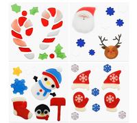 4Pcs Christmas Thick Gel Clings, Xmas Window Decors Supplies, Christmas Clings Window Stickers for Kids Jelly Window Stickers, Easy to Install Cute Pumpkins Witch Bats Window Clings for Children