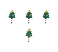 4pcs Christmas Tree Badge Reel Retractable ID Holder