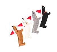 4PCS Christmas Tree Hanging Ornaments Dachshund Dog Felt Figurines Christmas Tree Pendants Plush Craft and Holiday Ornaments for Home Decor