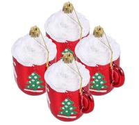 4pcs Christmas Tree Mug Ornaments, Lightweight Plastic Decor | Smooth Gold Powder Finish, Wear-resistant Design, for Garlands, Hooks, Offices, Photography and Festive Decorating