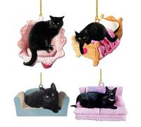 4Pcs Christmas Tree Sofa Cat Ornaments - 2025 Acrylic Christmas Ornament Sofa Cats Decoration, Car Rearview Hanging Ornament Indoor Outdoor Winter Holiday Decor, Gifts for Cat Lovers
