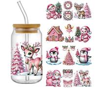 4pcs Christmas Winter Snowman UV DTF Cup Wraps Winter UV DTF Transfer Waterproof Sticker for Glass Cups Furniture Craft DIY Crafts，Rub on Transfer Stickers for DIY Water Bottle Laptop Decal Wood Car