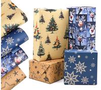 4pcs Christmas Wrapping Paper Sheets, QRTDXP 50 * 70cm Xmas Series Gift Recyclable Paper with Various Design Perfect for Christmas Party Decoration