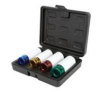 4Pcs Chrome Alloy Wheel Nut Thin Deep Impact Socket Set 1/2" 17mm 19mm 21mm 22mm