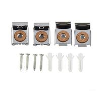4pcs Chrome Mirror Fixing Hardware Set for Frameless Mirrors Includes 2 Spring Loaded Clips 2 Clips 4 Screws 4 Anchors
