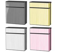 4Pcs Cigarette Case Holds 40, Black, Gold, Silver & Rose Gold Cigarette Box for Men & Women with Pop-up Lid Portable Brushed Metal & ABS Holder Box for Outdoor Holder