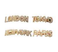 4pcs City Name Pearl Hair Barrettes Elegant Metal Spring Clip