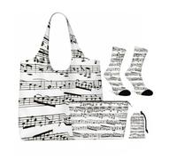 4Pcs Classical Music Score1 Gifts for Women Girls Score Lover | Tote Handbag Socks Cosmetic Bag for Christmas Halloween Birthday