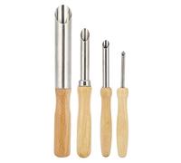4Pcs Clay Hole Cutter Set Pottery Modelling Tools with Wooden Handles for Drilling Sculpture 4 Round Sizes